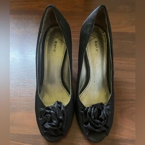 Apt. 9 Black Heels with Rosette Accent